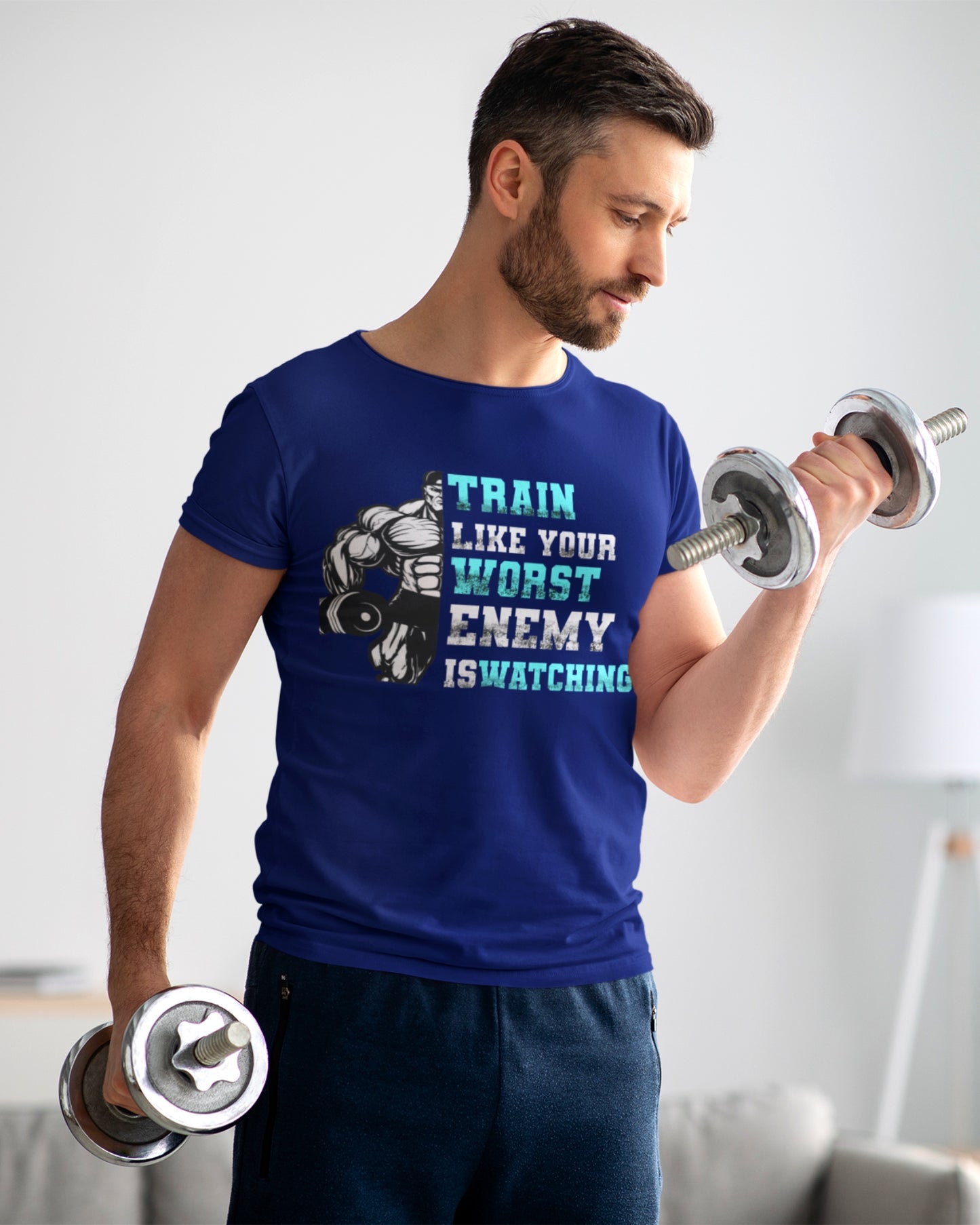 Motivational Workout T-Shirt - Train Like Your Worst Enemy Is Watching