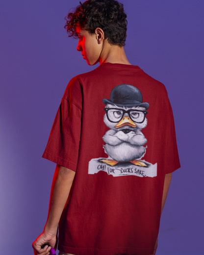 Grumpy Duck Front & Back Graphic  Oversized T-shirt – Oh, For Duck's Sake!