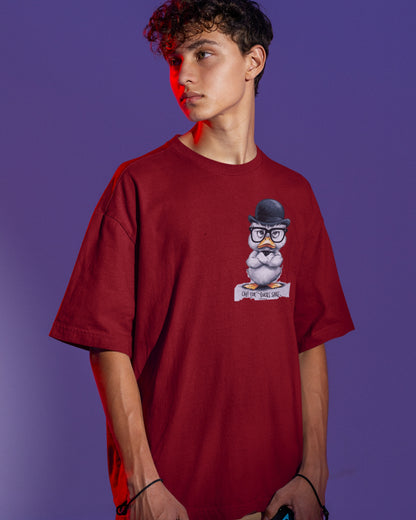 Grumpy Duck Front & Back Graphic  Oversized T-shirt – Oh, For Duck's Sake!