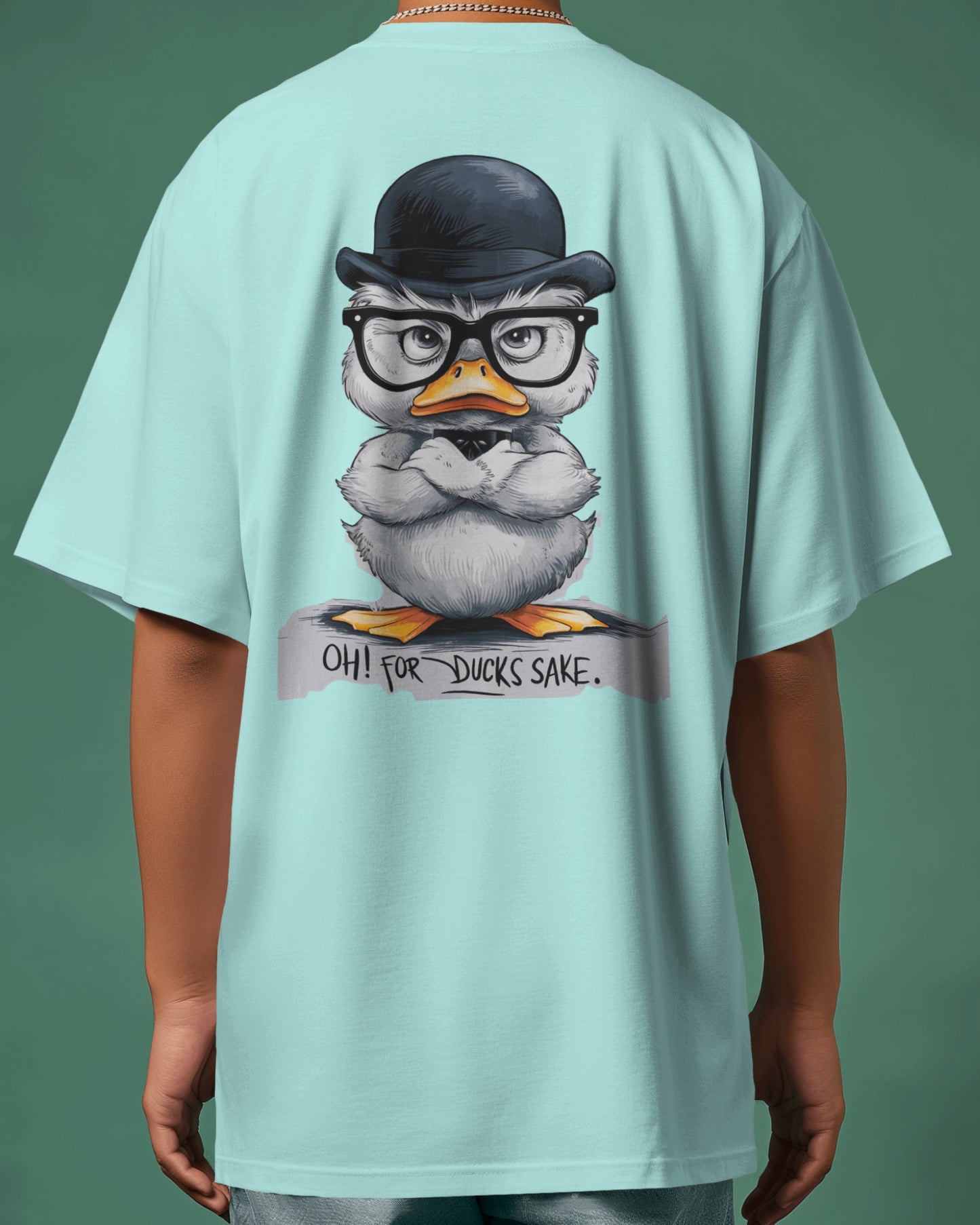 Grumpy Duck Front & Back Graphic  Oversized T-shirt – Oh, For Duck's Sake!