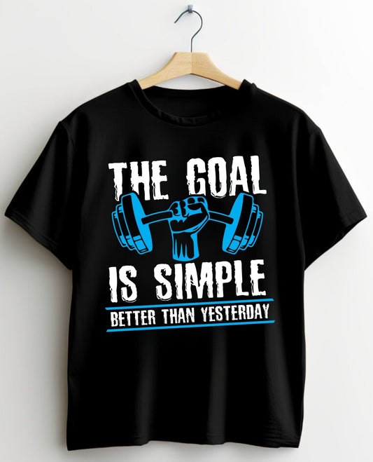 Simple Goals Fitness Tee – Better Than Yesterday Motivation