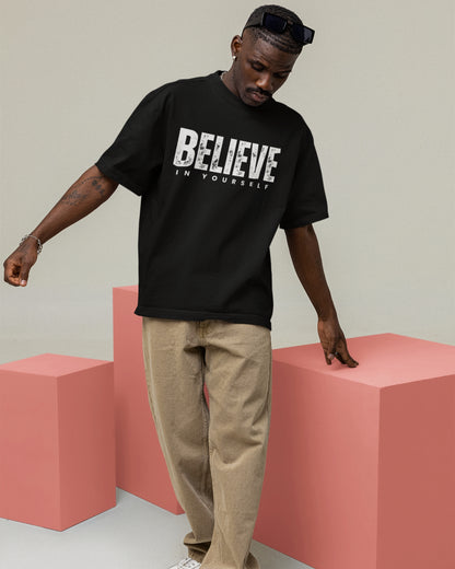 Believe in Yourself Oversized Graphic Tee – Motivational Streetwear