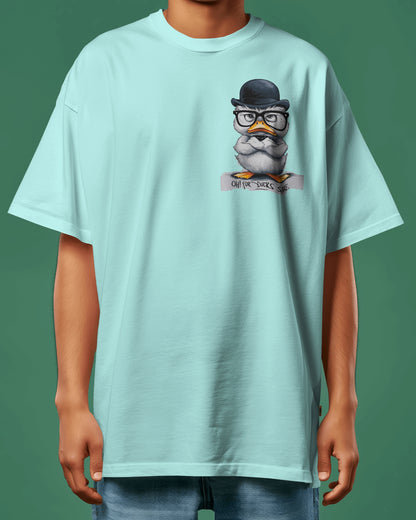 Grumpy Duck Front & Back Graphic  Oversized T-shirt – Oh, For Duck's Sake!