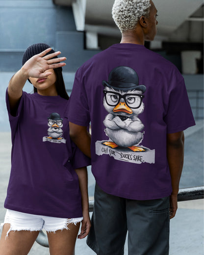 Grumpy Duck Front & Back Graphic  Oversized T-shirt – Oh, For Duck's Sake!