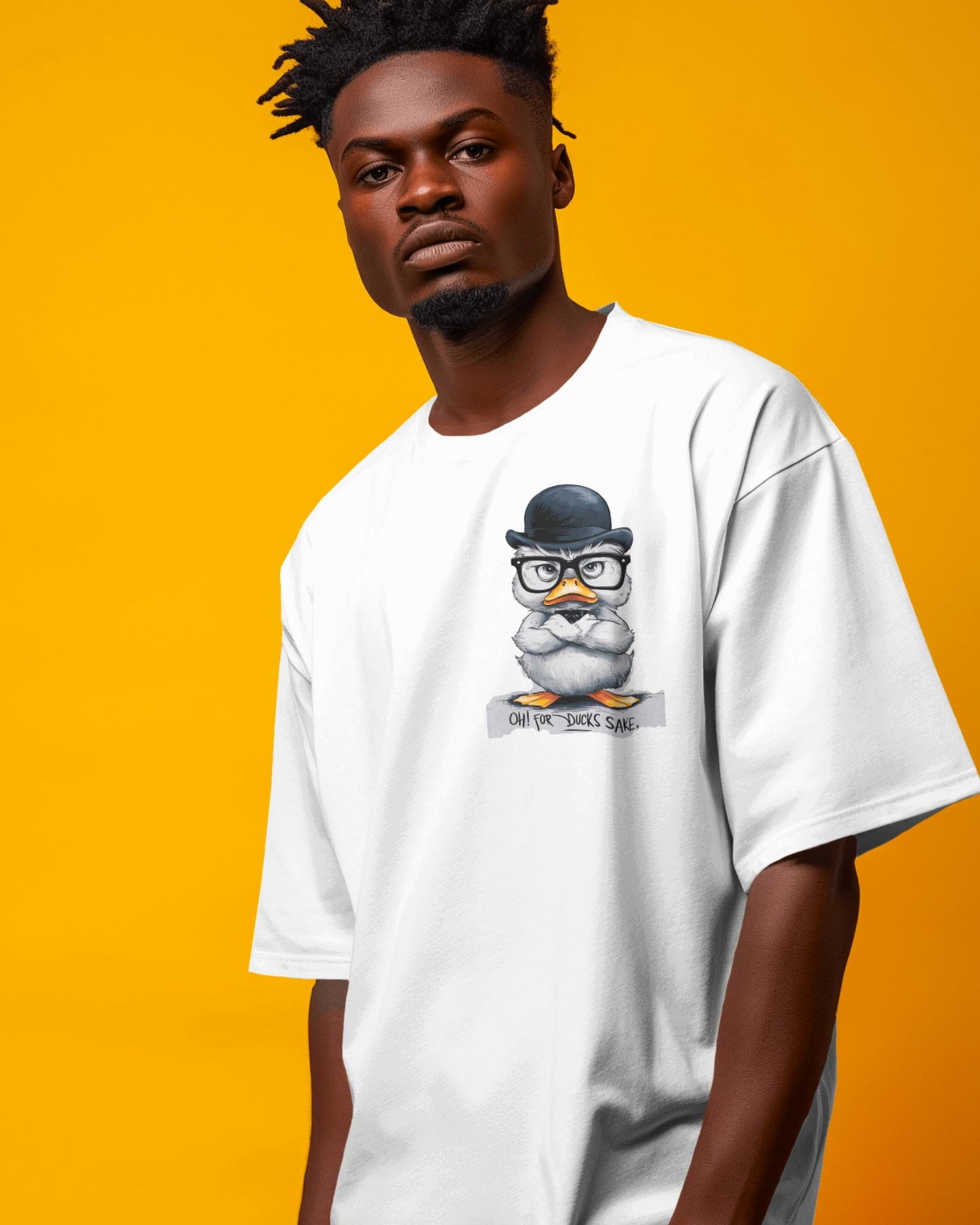 Grumpy Duck Front & Back Graphic  Oversized T-shirt – Oh, For Duck's Sake!