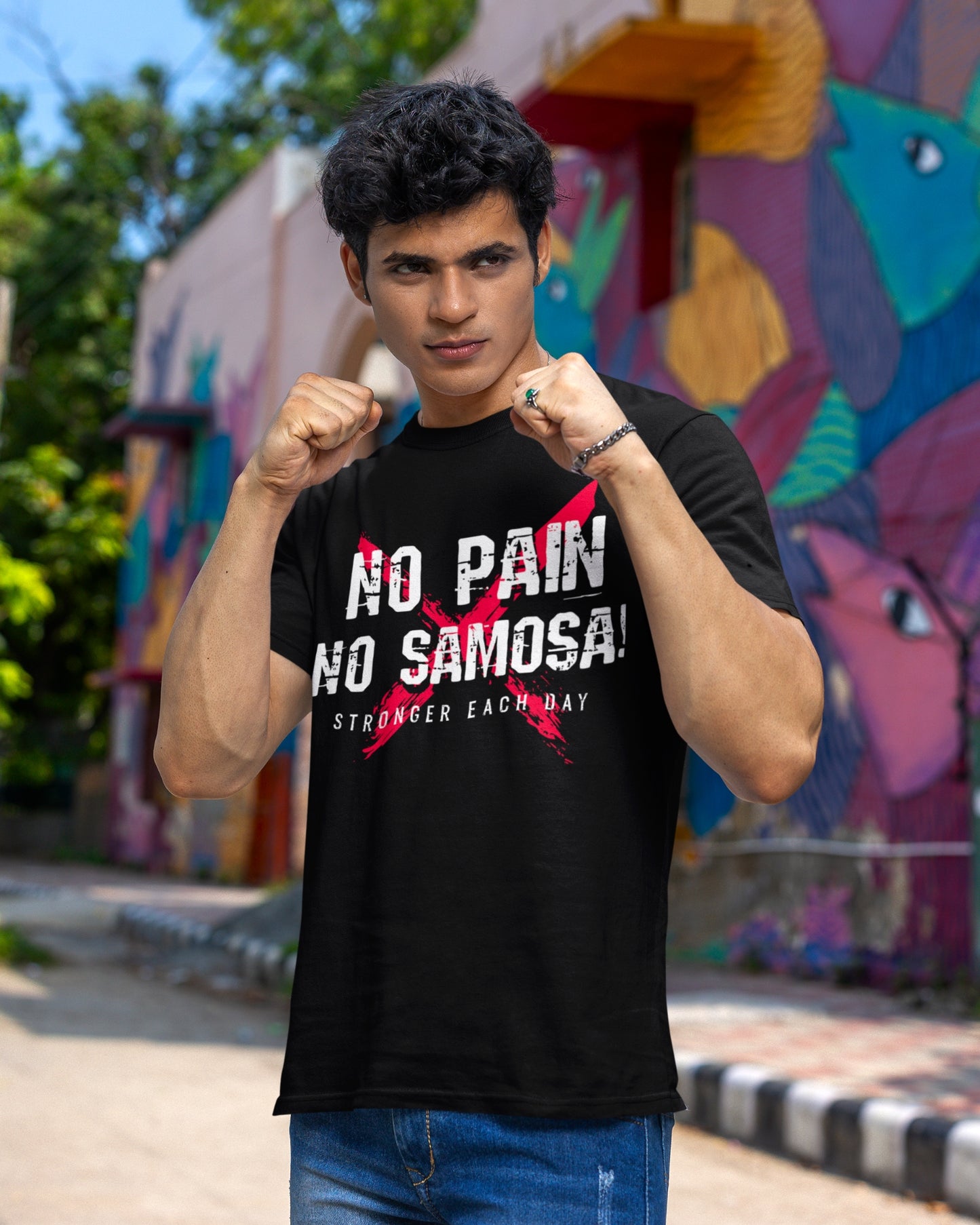 No Pain No Samosa - Motivational Fitness T-Shirt