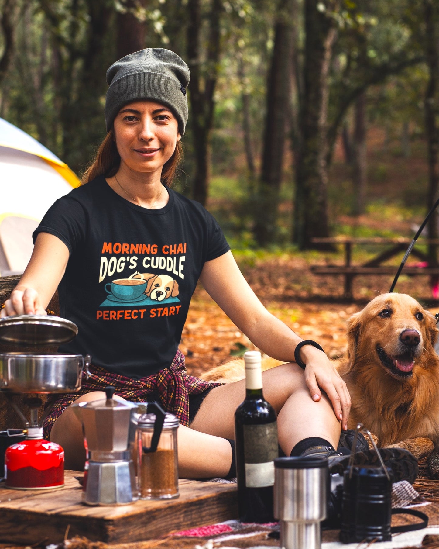 Morning Chai & Dog's Cuddle - Perfect Start T-Shirt