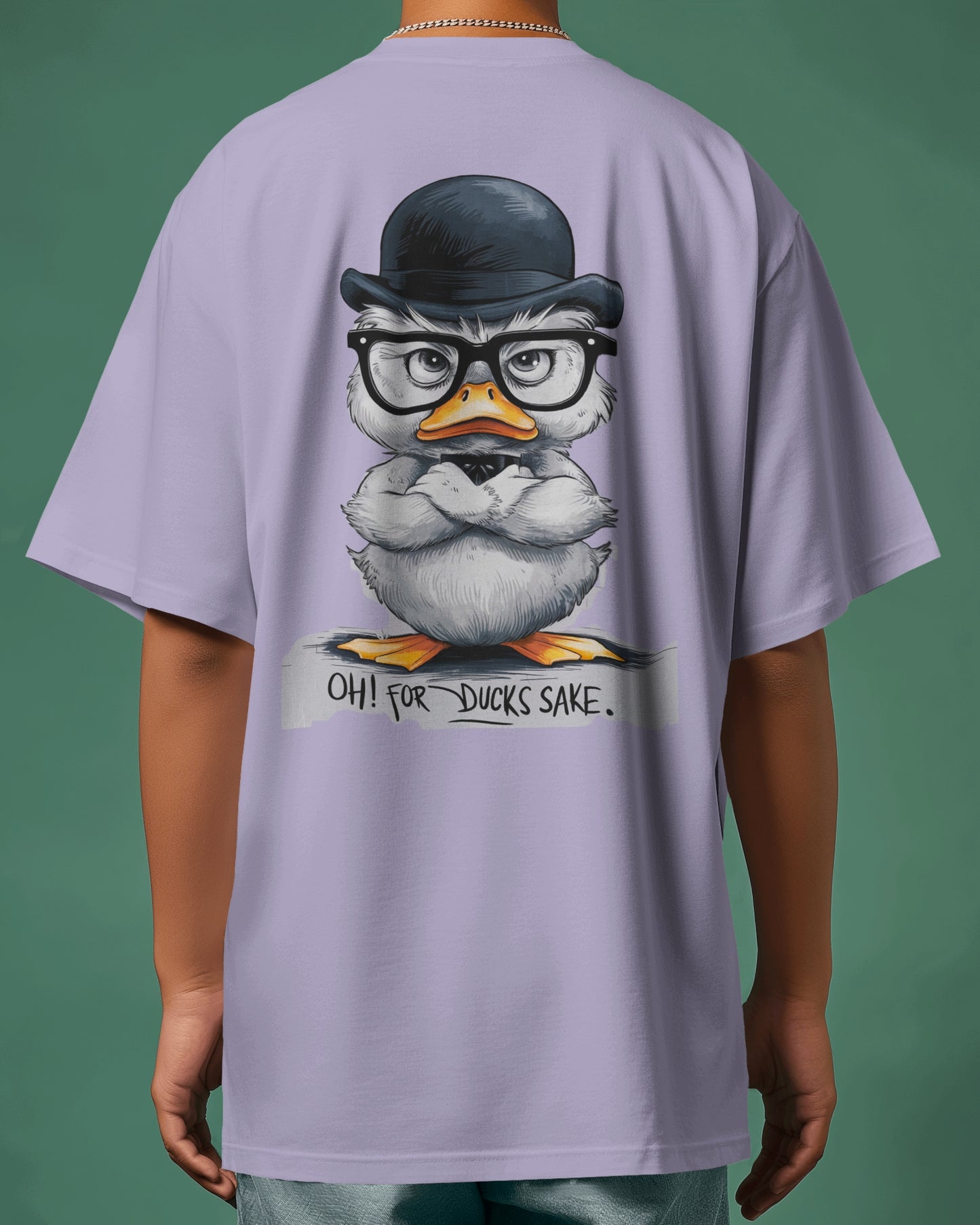 Grumpy Duck Front & Back Graphic  Oversized T-shirt – Oh, For Duck's Sake!