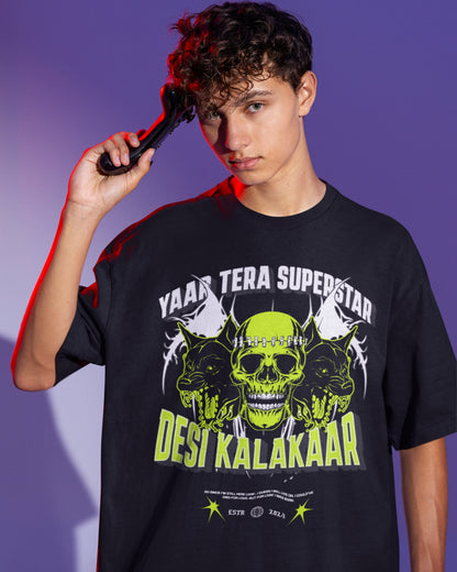 Desi Kalakaar Oversized Graphic Tee – Yaar Tera Superstar Edition