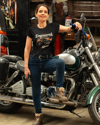 Engineered to Roar Motorcycle Graphic Tee – Ride with Fire