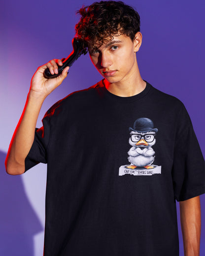 Grumpy Duck Front & Back Graphic  Oversized T-shirt – Oh, For Duck's Sake!