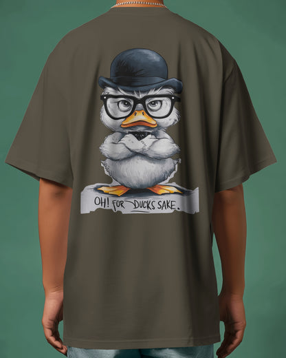 Grumpy Duck Front & Back Graphic  Oversized T-shirt – Oh, For Duck's Sake!