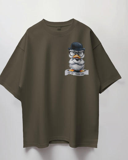 Grumpy Duck Front & Back Graphic  Oversized T-shirt – Oh, For Duck's Sake!