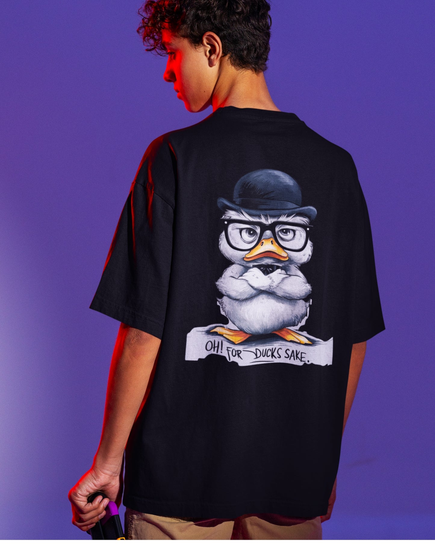 Grumpy Duck Front & Back Graphic  Oversized T-shirt – Oh, For Duck's Sake!