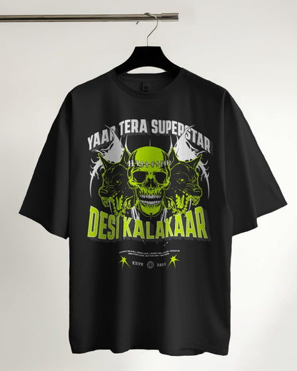 Desi Kalakaar Oversized Graphic Tee – Yaar Tera Superstar Edition