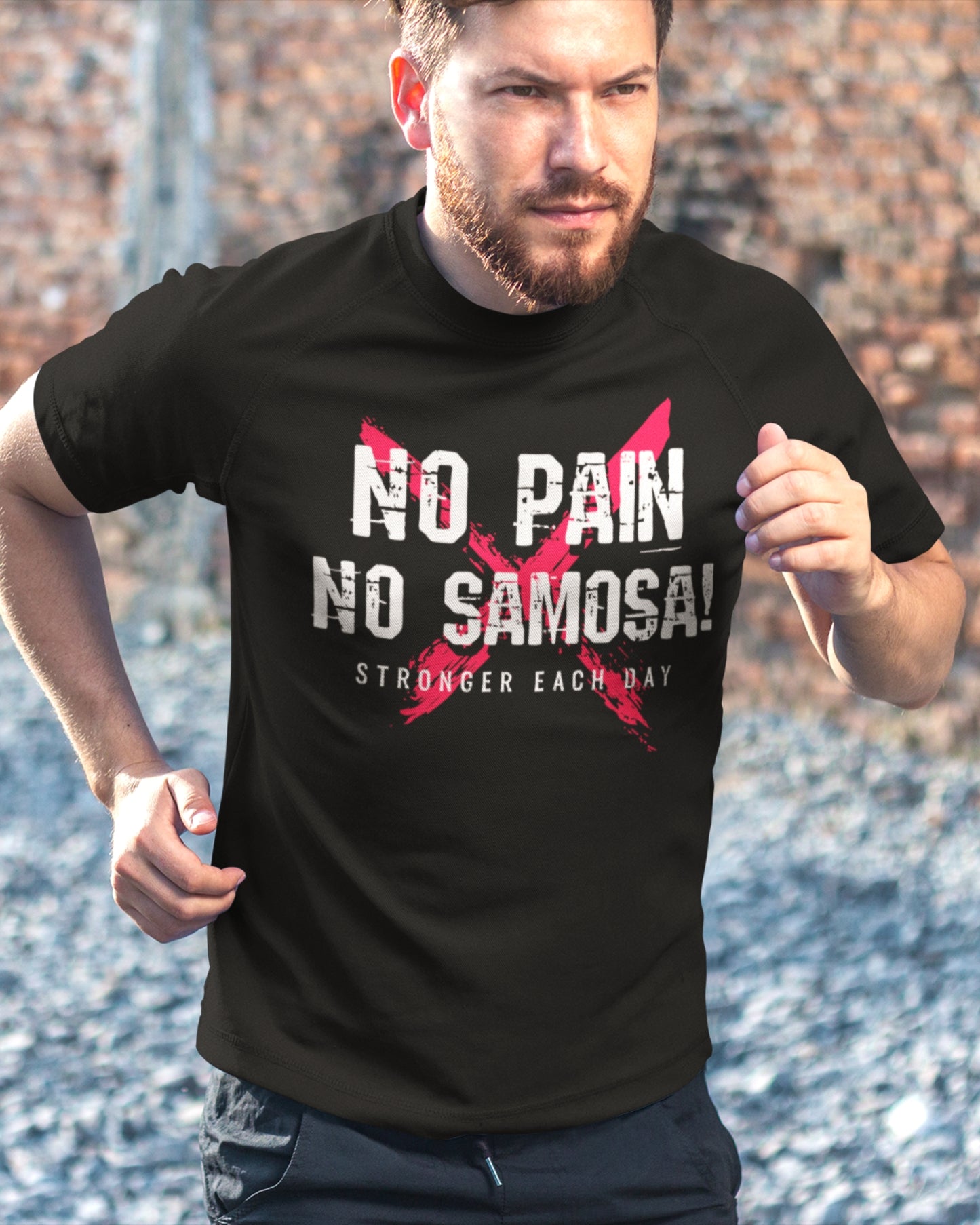 No Pain No Samosa - Motivational Fitness T-Shirt