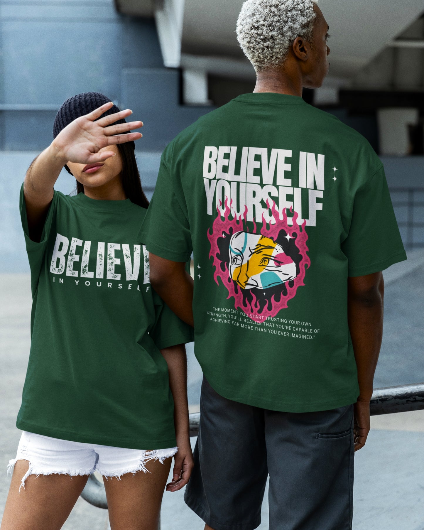 Believe in Yourself Oversized Graphic Tee – Motivational Streetwear