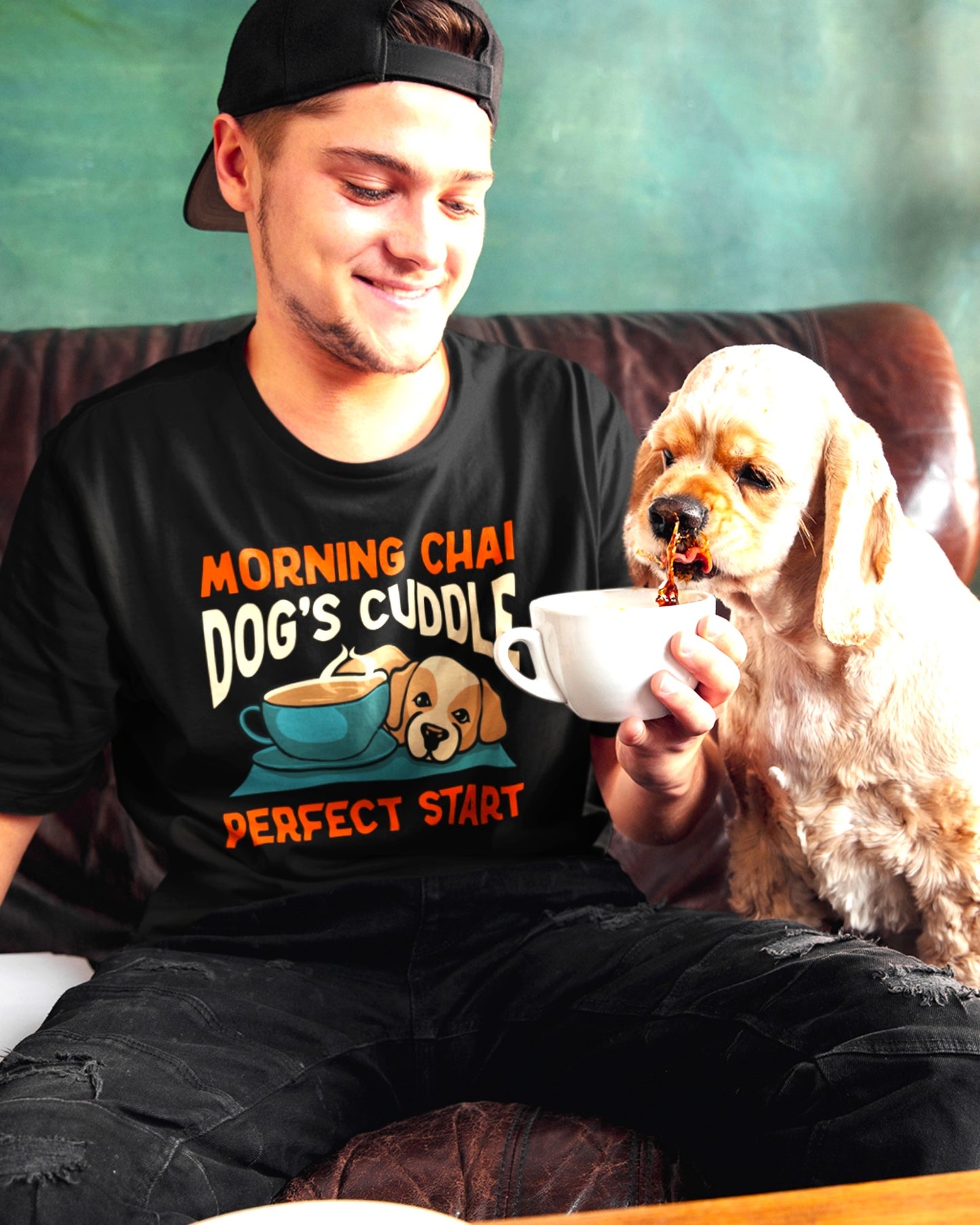 Morning Chai & Dog's Cuddle - Perfect Start T-Shirt