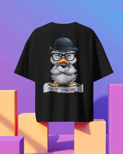 Grumpy Duck Front & Back Graphic  Oversized T-shirt – Oh, For Duck's Sake!