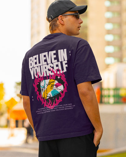 Believe in Yourself Oversized Graphic Tee – Motivational Streetwear