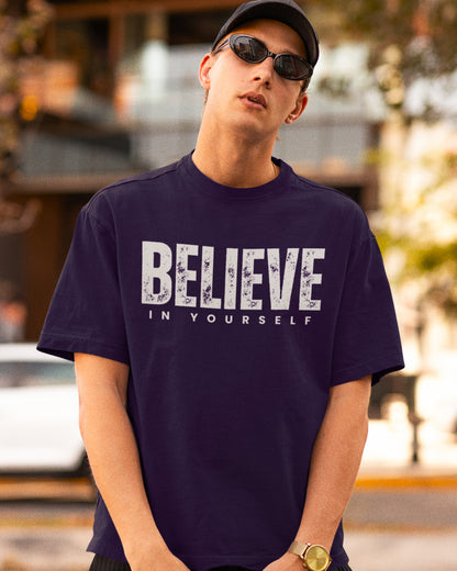 Believe in Yourself Oversized Graphic Tee – Motivational Streetwear